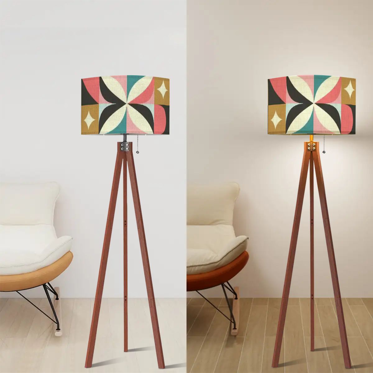 Kate McEnroe New York Groovy Starburst Mid Century Modern Retro Geometric Tripod Floor LampFloor Lamps7CLWrkNJ6N