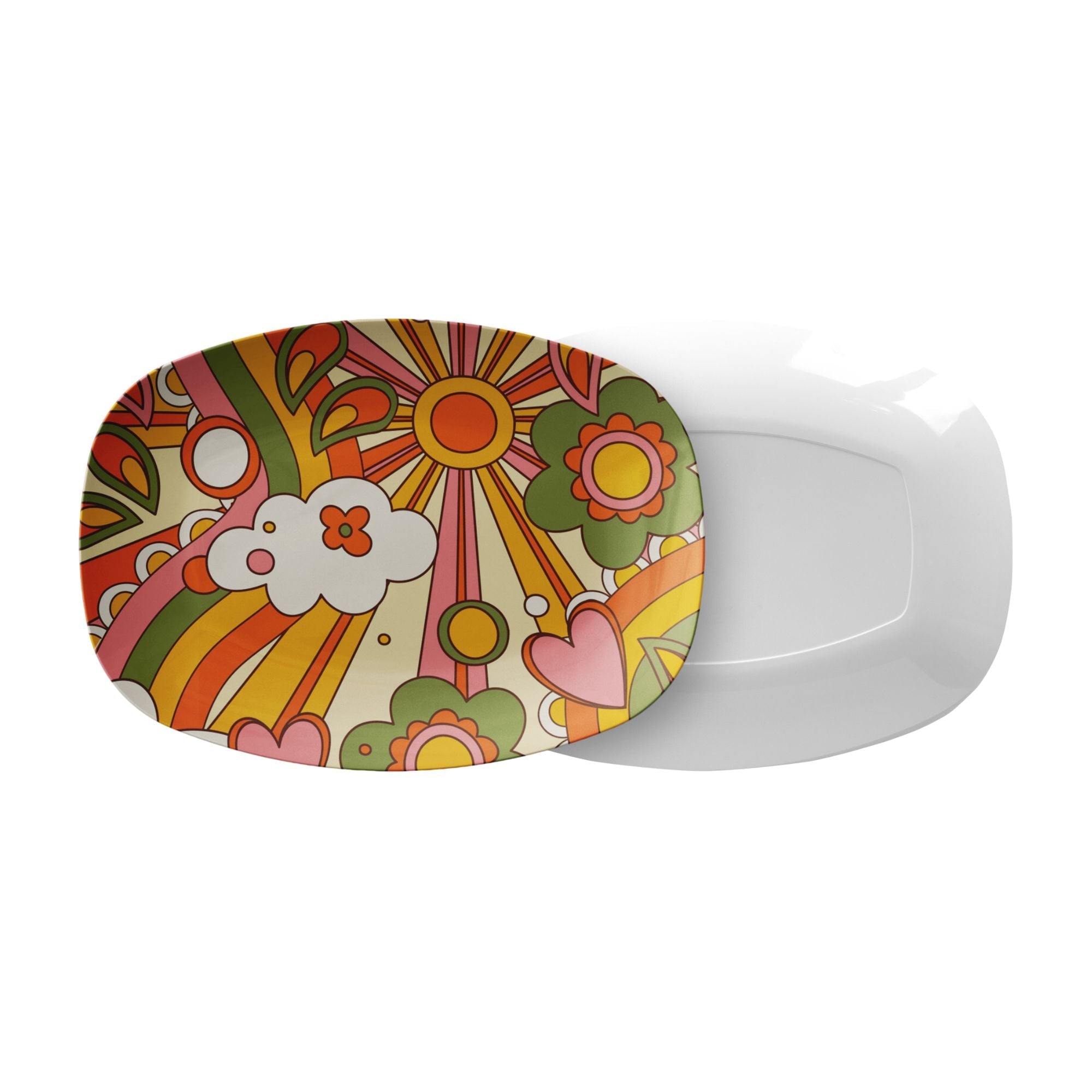 Kate McEnroe New York Groovy Sunburst Serving Platter, Retro 70s Flower Power Mid Century DishServing Platters