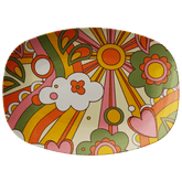 Kate McEnroe New York Groovy Sunburst Serving Platter, Retro 70s Flower Power Mid Century DishServing Platters