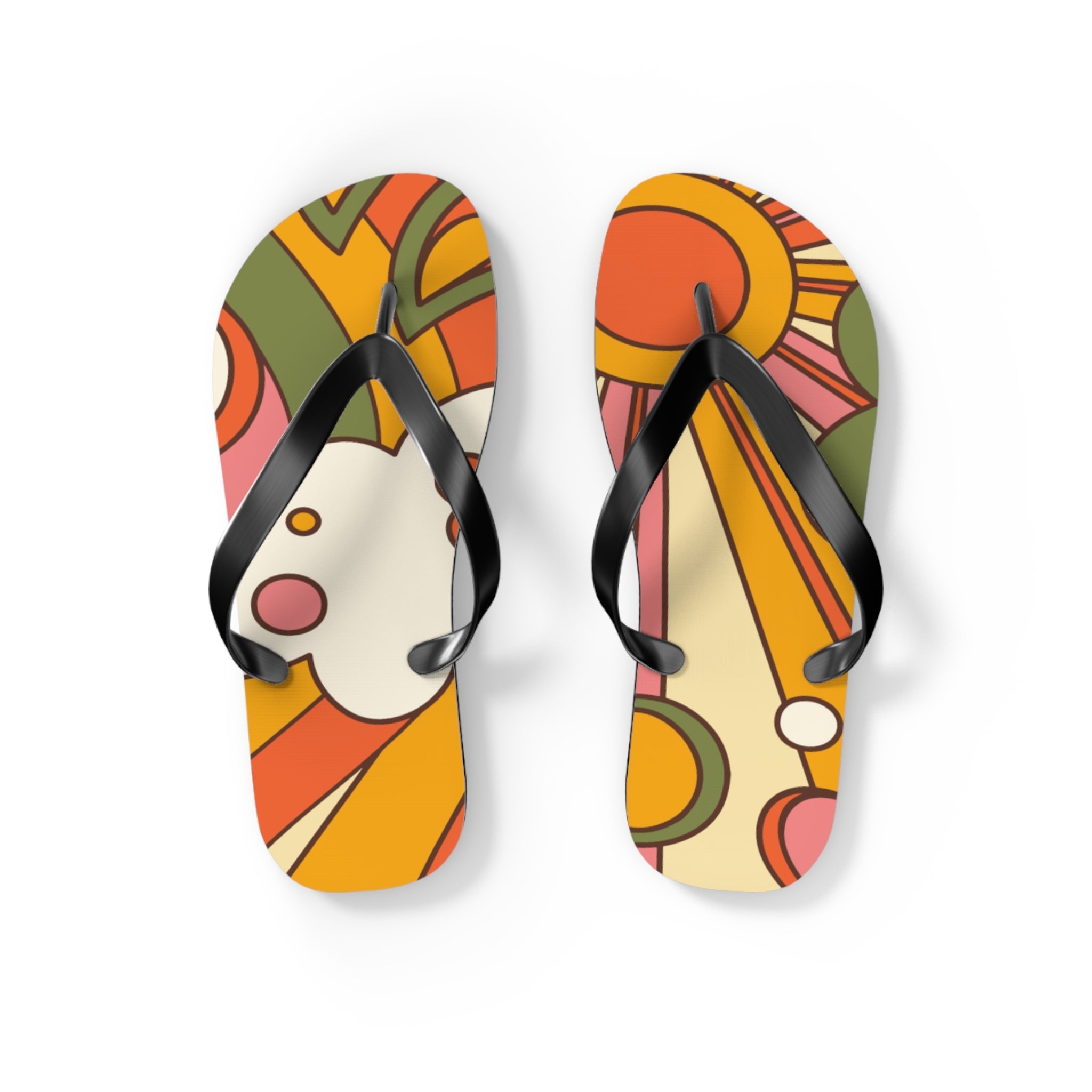 Kate McEnroe New York Groovy Sunshine 70s Flip Flops, Boho Sunburst Beach SandalsFlip Flops12676664274547920501