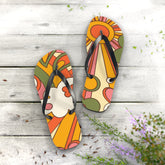 Kate McEnroe New York Groovy Sunshine 70s Flip Flops, Boho Sunburst Beach SandalsFlip Flops19683766436462927479