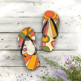 Kate McEnroe New York Groovy Sunshine 70s Flip Flops, Boho Sunburst Beach SandalsFlip Flops24380119764764566400