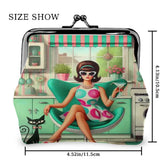 Kate McEnroe New York Groovy Vintage Kitsch Coin Purse, Atomic Cat 60s Kitchen Scene, Retro Pastel Mod Girl Cocktail Egg Chair WalletCoin PursespFSafWK2Gt