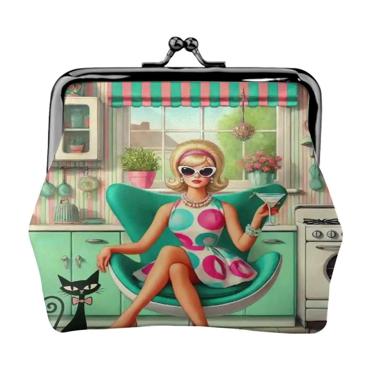 Kate McEnroe New York Groovy Vintage Kitsch Mod Girl Atomic Cat Kisslock Coin PurseCoin PursesDJHqh0yWWL