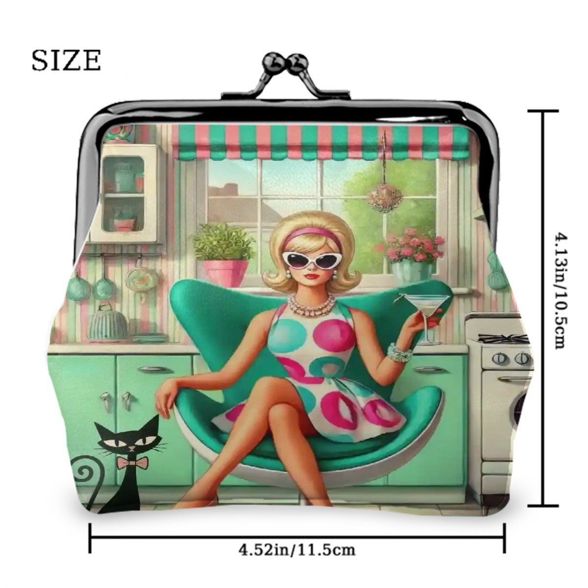Kate McEnroe New York Groovy Vintage Kitsch Mod Girl Atomic Cat Kisslock Coin PurseCoin PursesDJHqh0yWWL
