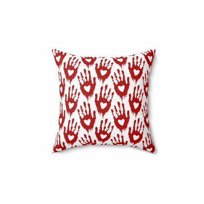 Kate McEnroe New York Halloween Pillow Case - Red Heart Hand Pattern Throw Pillow Covers 14&quot; × 14&quot; 3549431915