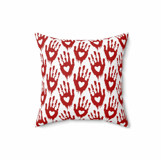 Kate McEnroe New York Halloween Pillow Case - Red Heart Hand Pattern Throw Pillow Covers 16" × 16" 3549431916
