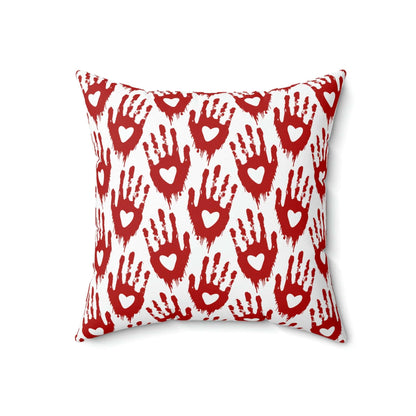 Kate McEnroe New York Halloween Pillow Case - Red Heart Hand Pattern Throw Pillow Covers 18" × 18" 3549431913