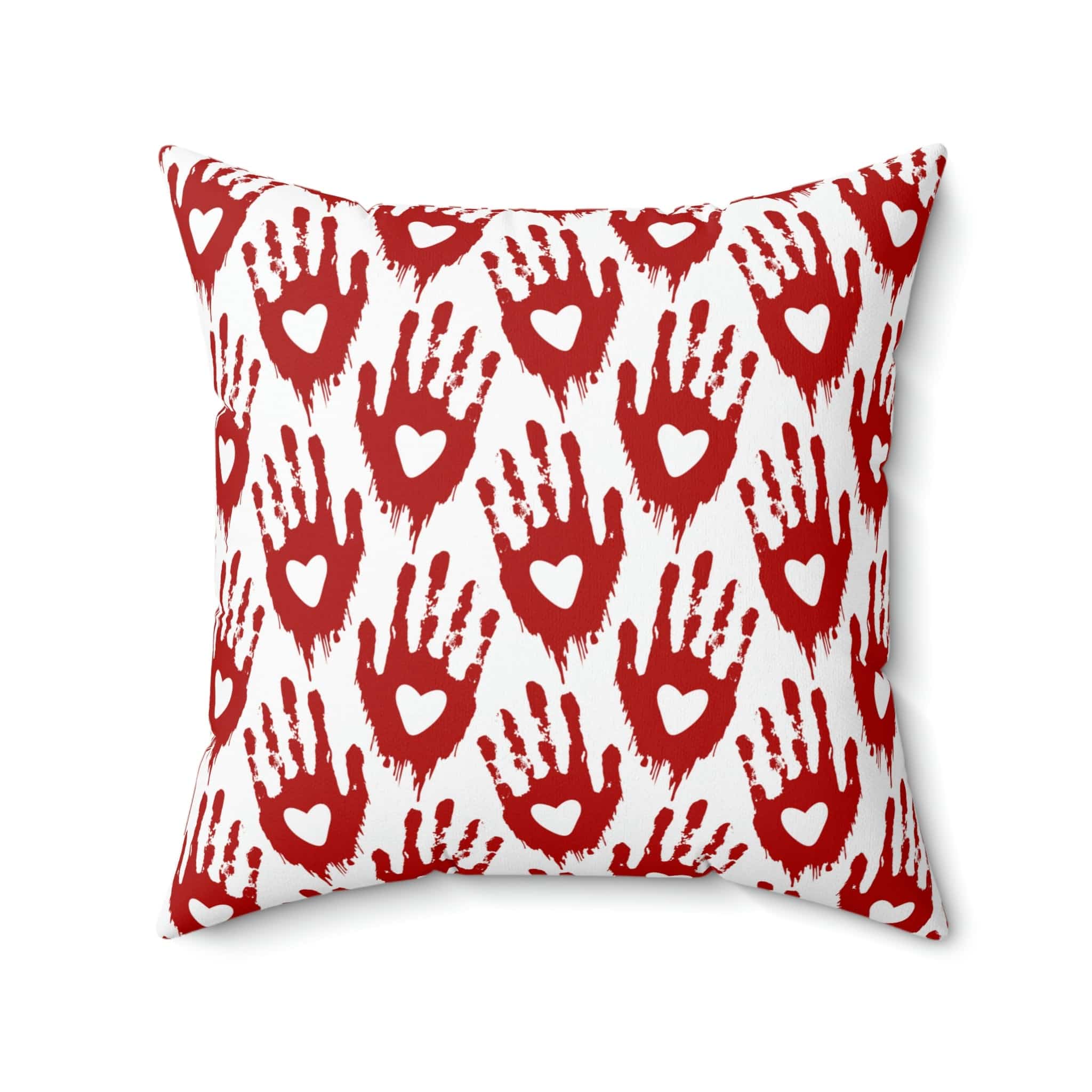 Kate McEnroe New York Halloween Pillow Case - Red Heart Hand PatternThrow Pillow Covers3549431914