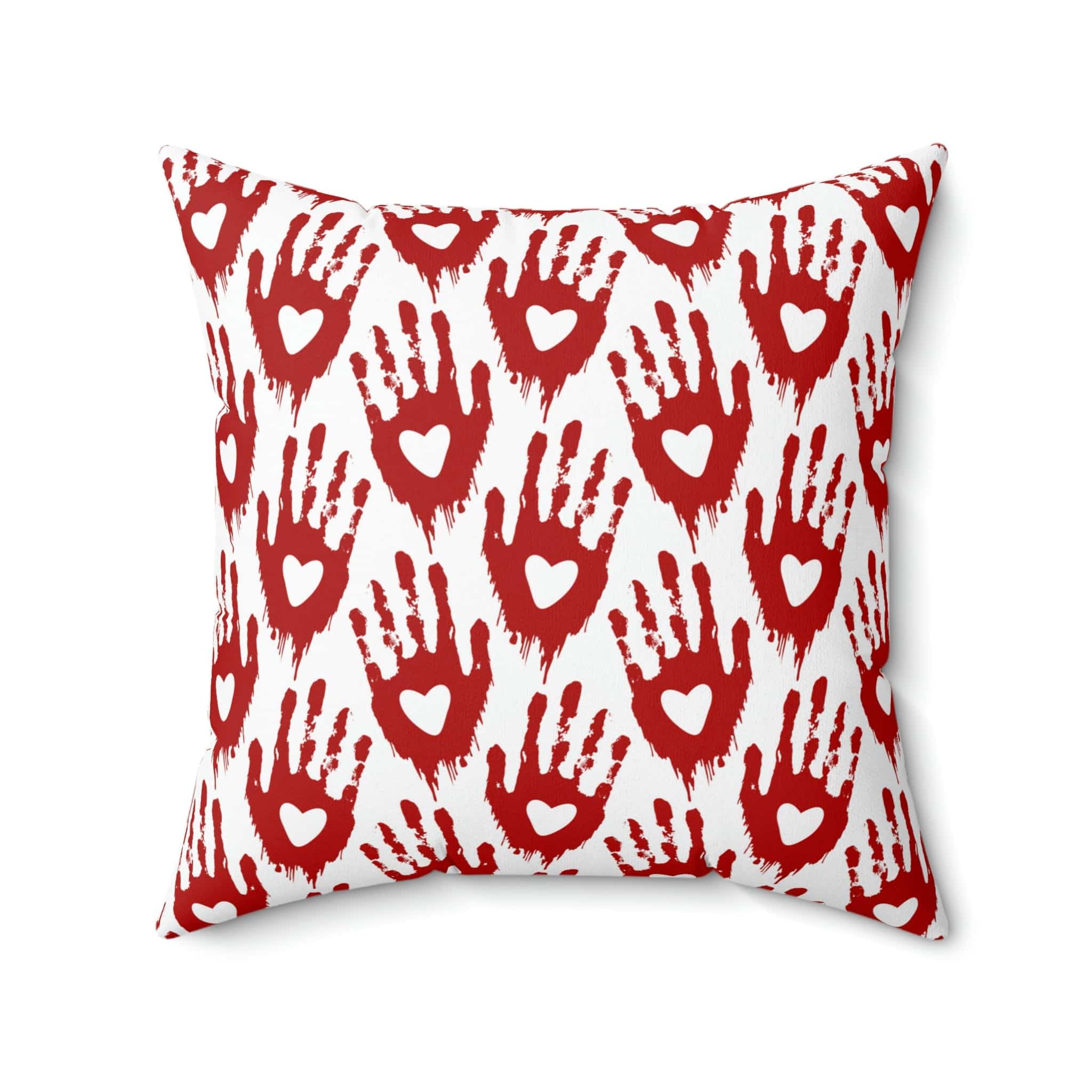 Kate McEnroe New York Halloween Pillow Case - Red Heart Hand PatternThrow Pillow Covers3549431914