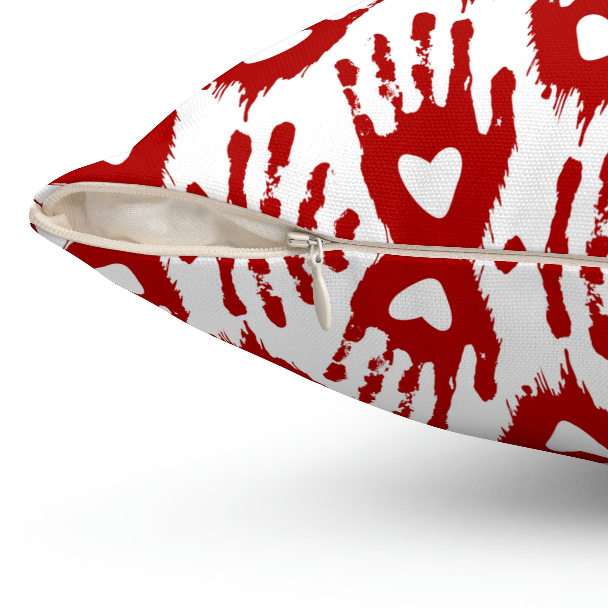 Kate McEnroe New York Halloween Pillow Case - Red Heart Hand PatternThrow Pillow Covers3549431915