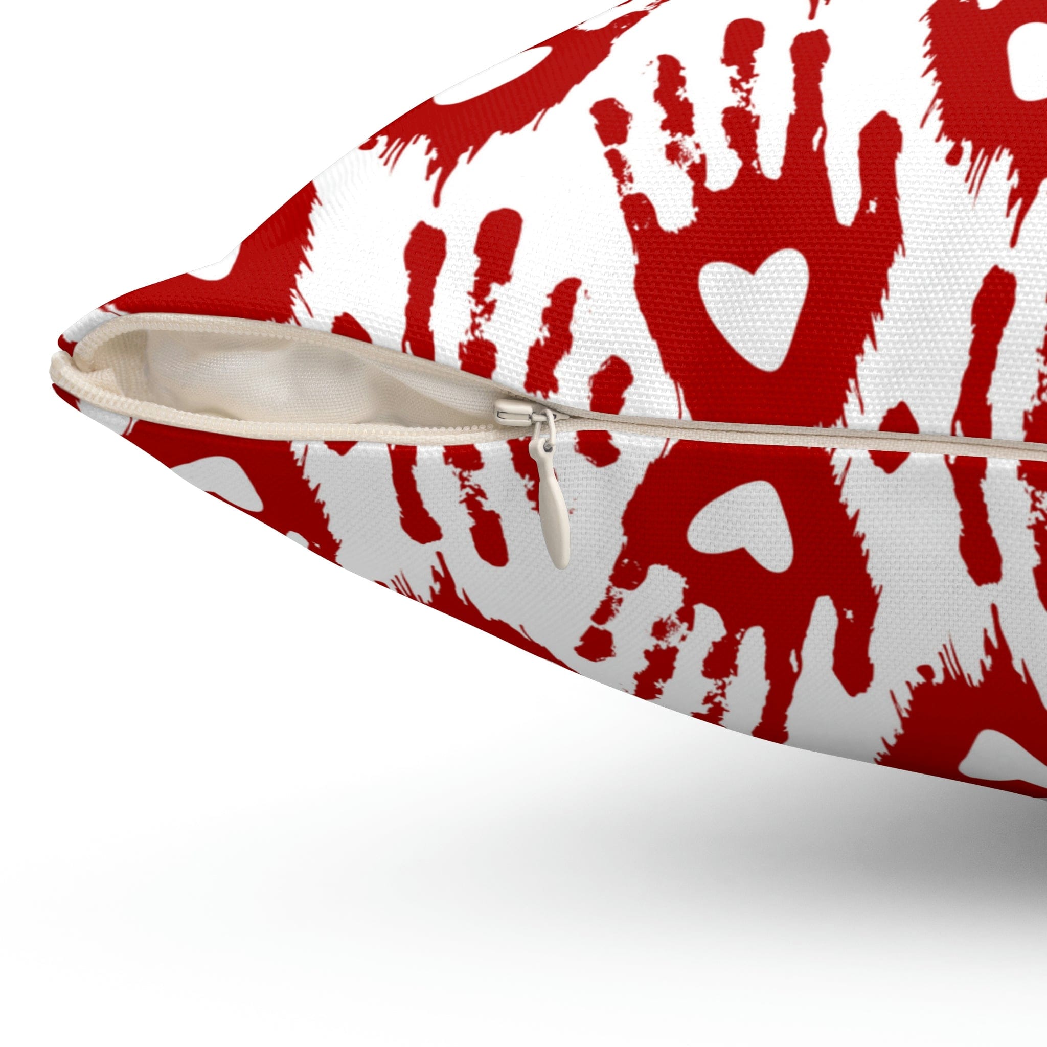 Kate McEnroe New York Halloween Pillow Case - Red Heart Hand PatternThrow Pillow Covers3549431916