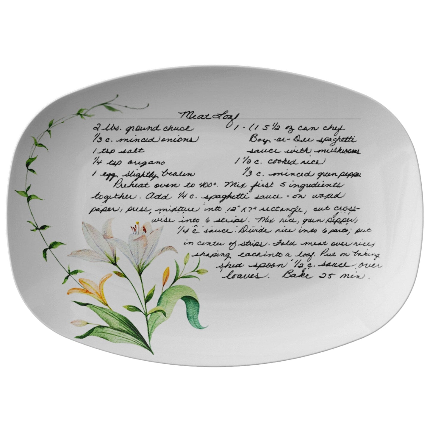 Kate McEnroe New York Handwritten Recipe Platter, Personalized Handwriting Keepsake for Family Heirloom Recipes Personalized Platters PP1-REC-LIL-3
