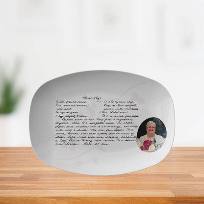 Kate McEnroe New York Handwritten Recipe Platter with Photo, Personalized Handwriting Recipe Card Keepsake for Family Heirloom Recipes, Mother&