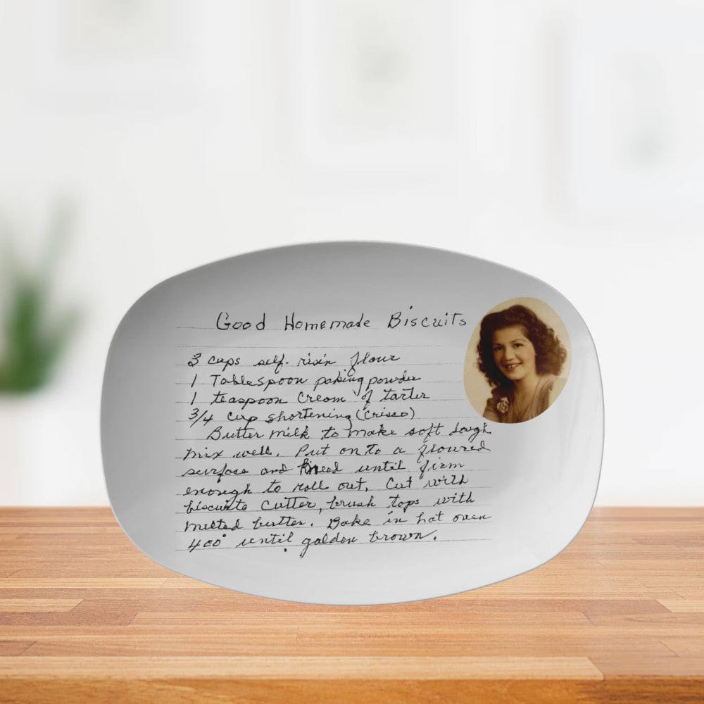 Kate McEnroe New York Handwritten Recipe Platter with Photo, Personalized Handwriting Recipe Card Keepsake for Family Heirloom Recipes, Mother&