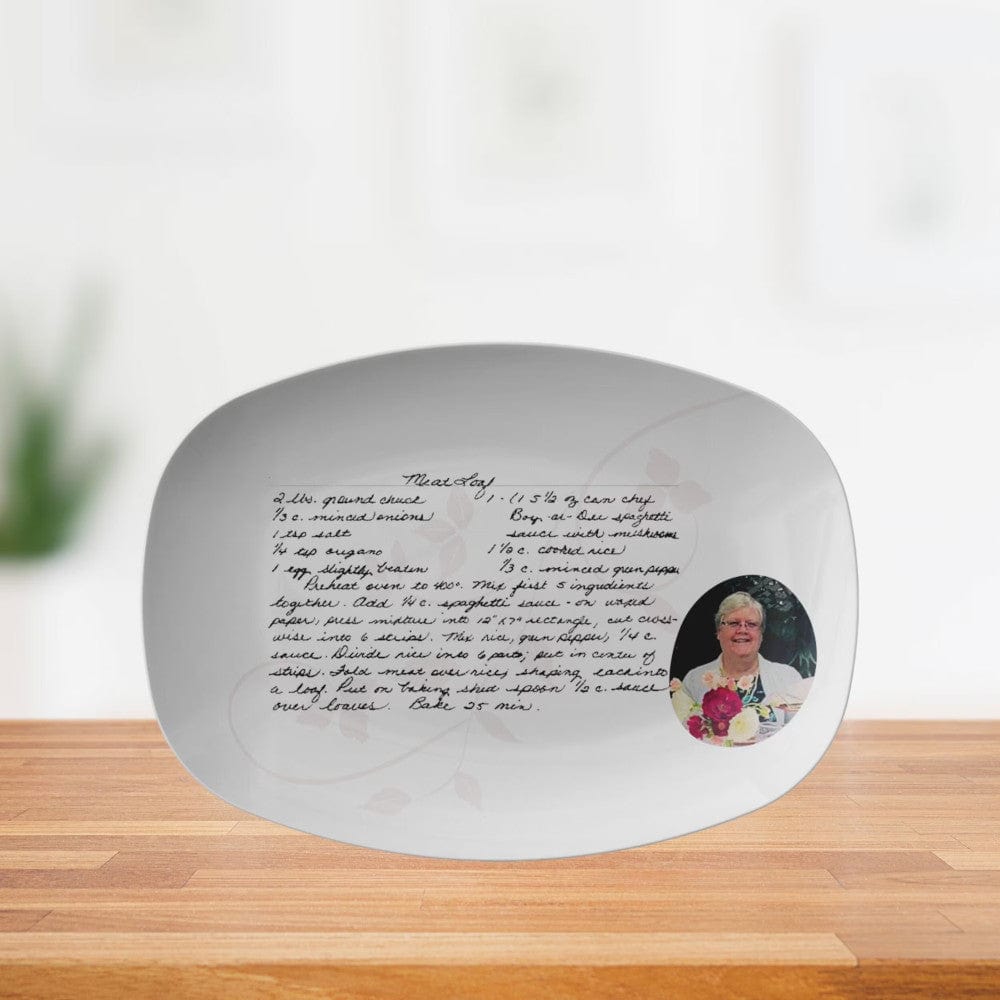 Kate McEnroe New York Handwritten Recipe Platter with Photo, Personalized Handwriting Recipe Card Keepsake for Family Heirloom Recipes, Mother&