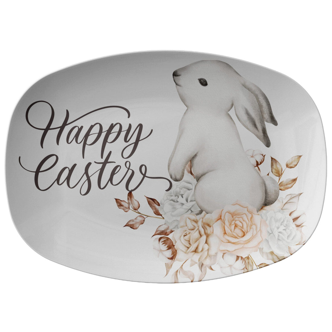 Kate McEnroe New York Happy Easter, Spring Bunny Platter Serving Platters P21-WHI-BUN-66