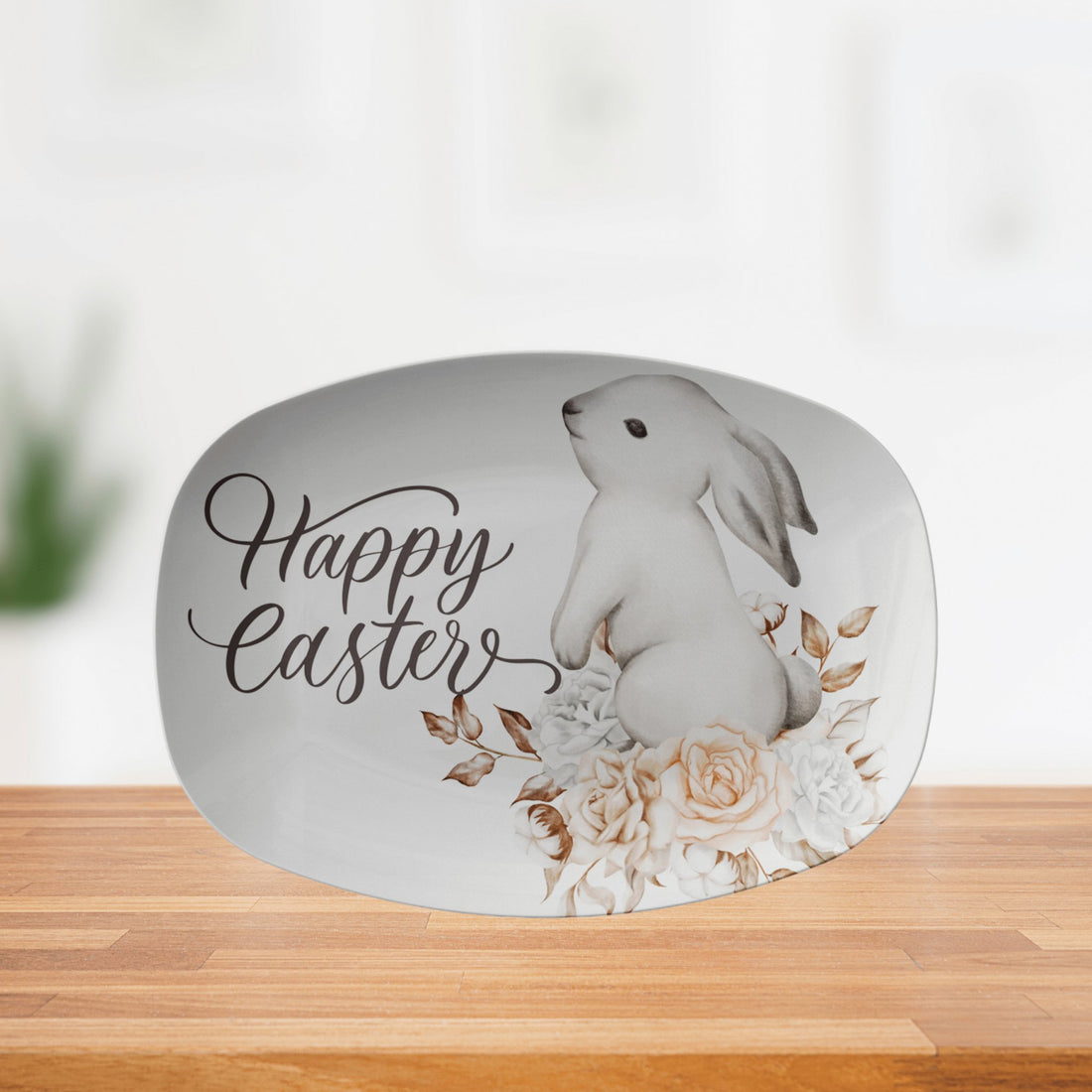 Kate McEnroe New York Happy Easter, Spring Bunny PlatterServing PlattersP21 - WHI - BUN - 66