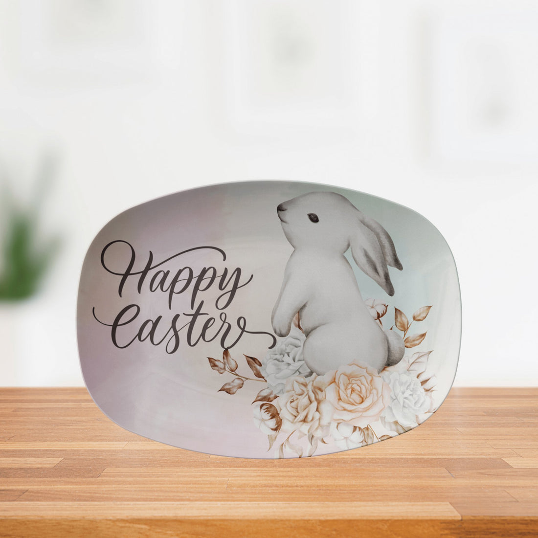Kate McEnroe New York Happy Easter, Watercolor Bunny PlatterServing PlattersP21 - WAT - BUN - 67