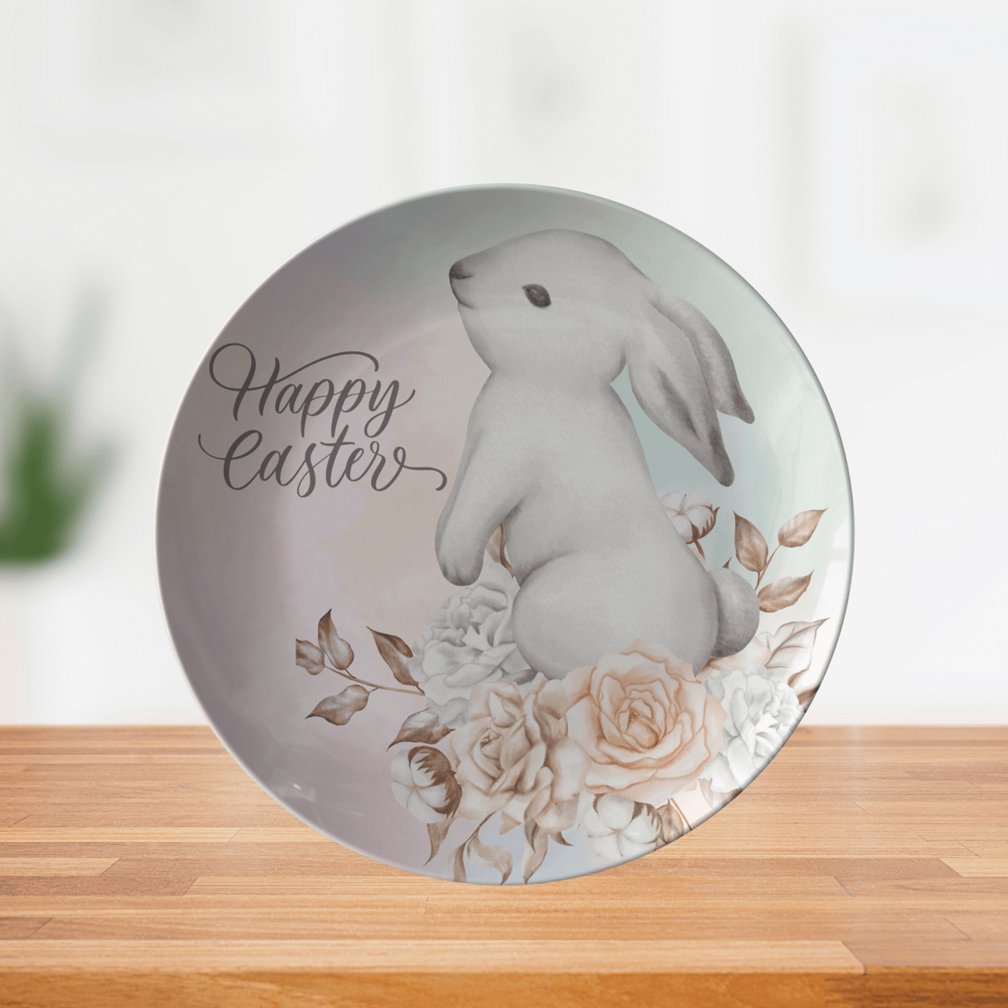 Kate McEnroe New York Happy Easter, Watercolor Spring Bunny Dinner Plate Plates Single P20-WAT-BUN-67