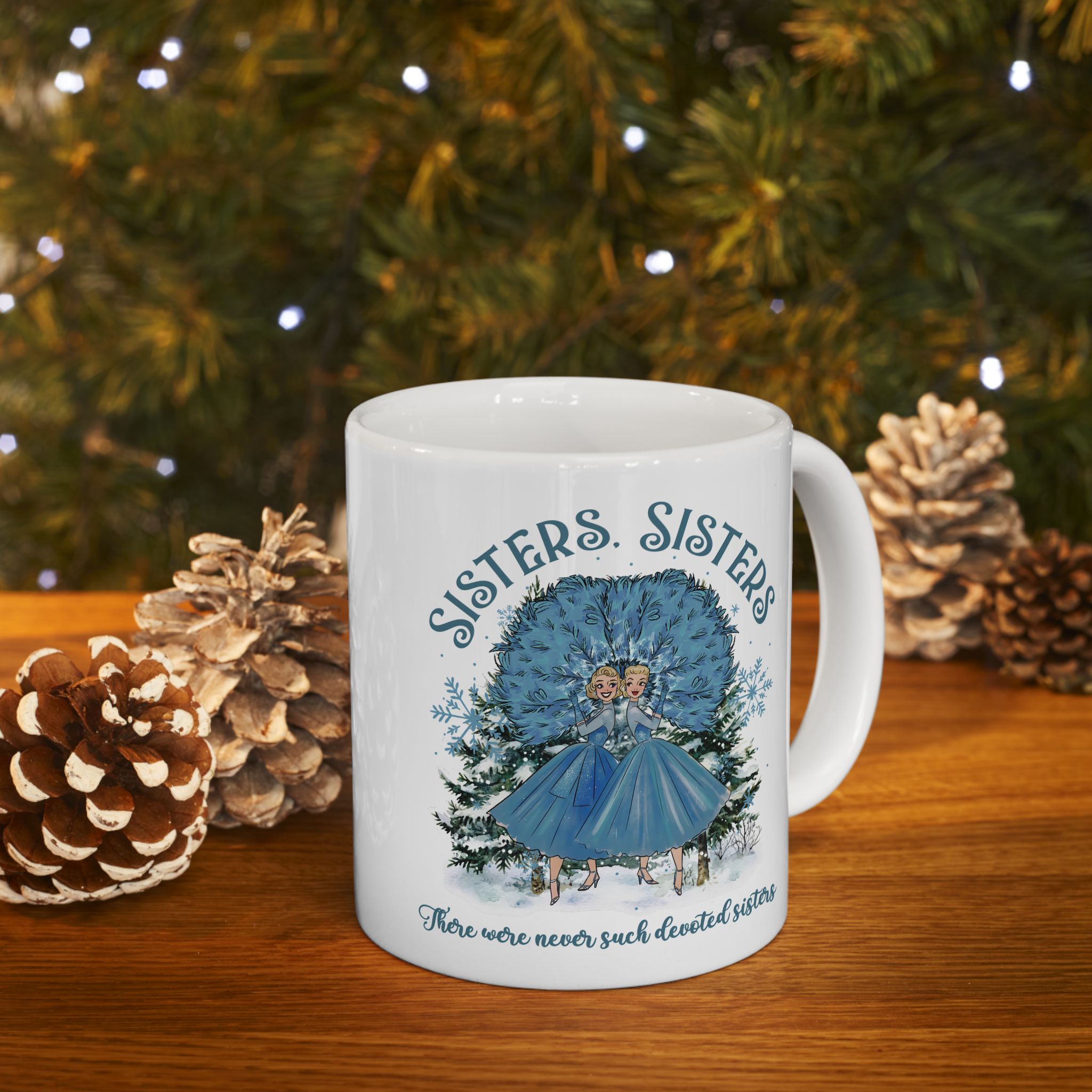 Kate McEnroe New York Haynes Sisters White Christmas Movie Mug Vintage Kitsch 1954 Wallace And Davis HolidayMugs18888789703066694942