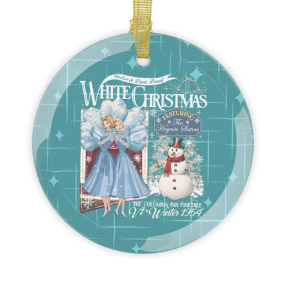 Kate McEnroe New York Haynes Sisters White Christmas Ornament, Wallace And Davis 1954 Movie Retro Card ArtOrnaments31264924674843392743
