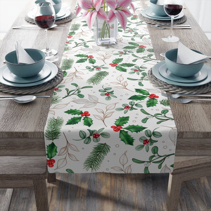 Kate McEnroe New York Holiday Table Runner, Christmas Table Runner, Evergreen and Holly Berries Table Linens, Farmhouse Table Decor, Holiday Party Tabletop DecorTable Runners19281433963610912210