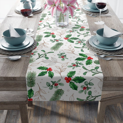 Kate McEnroe New York Holiday Table Runner, Christmas Table Runner, Evergreen and Holly Berries Table Linens, Farmhouse Table Decor, Holiday Party Tabletop DecorTable Runners19281433963610912210
