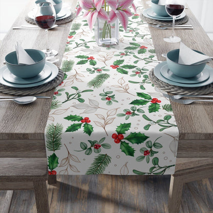 Kate McEnroe New York Holiday Table Runner, Christmas Table Runner, Evergreen and Holly Berries Table Linens, Farmhouse Table Decor, Holiday Party Tabletop DecorTable Runners19281433963610912210