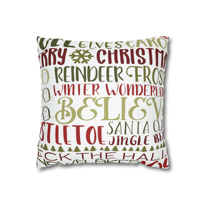 Kate McEnroe New York Holiday Throw Pillow Cover, Farmhouse Decor, Reindeer, Mistletoe, Believe, Winter Wonderland, Jingle Bells, Word Art Christmas PillowcaseThrow Pillow Covers66441887106795551151