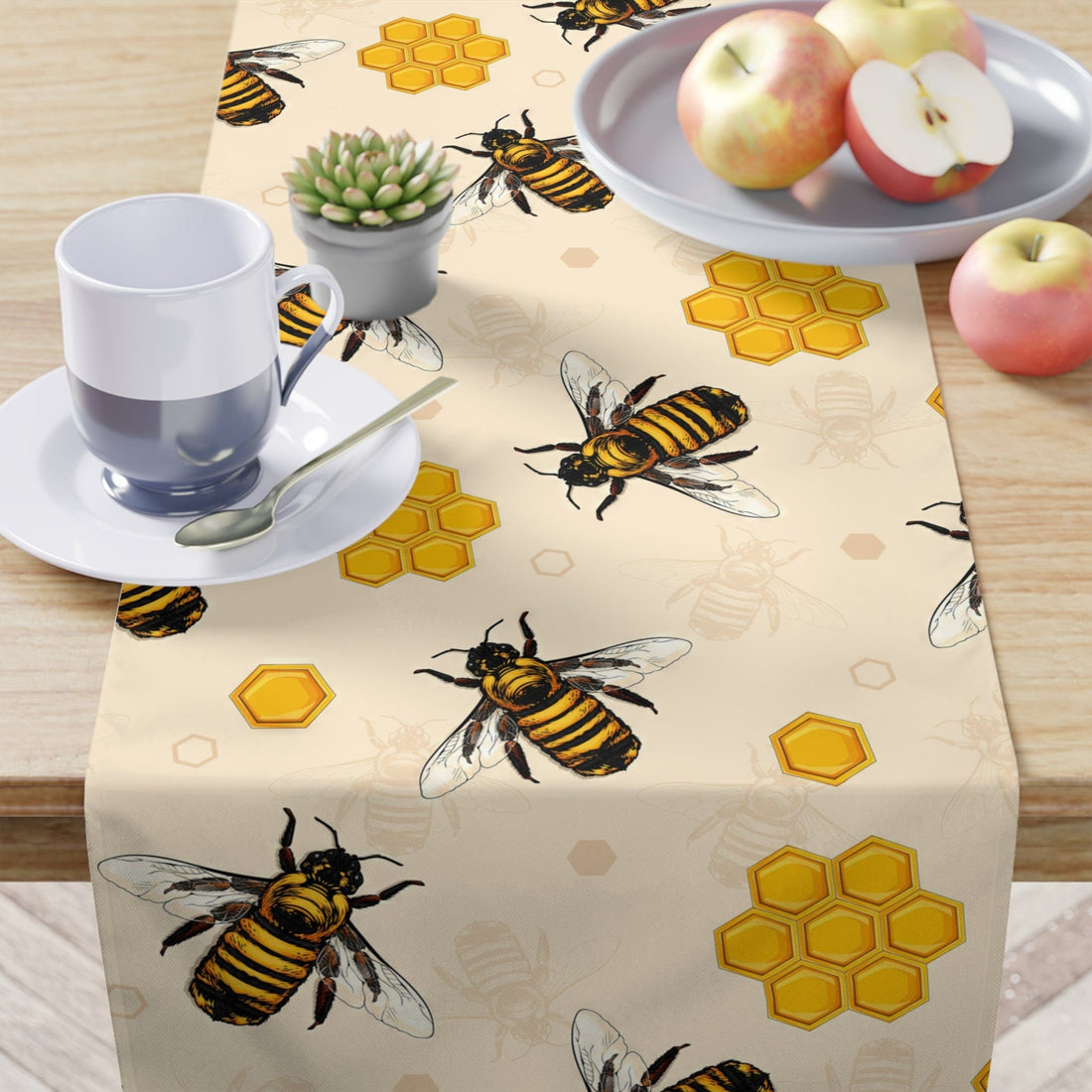 Kate McEnroe New York Honey Bee Bee Hives Table Runner, Country Farmhouse Kitchen Decor, Bee Lover&