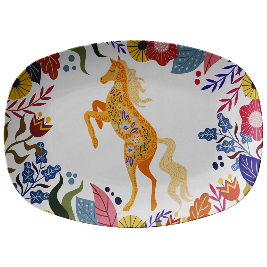 Kate McEnroe New York Horse in Summer Bloom Decorative PlatterServing Platters9727