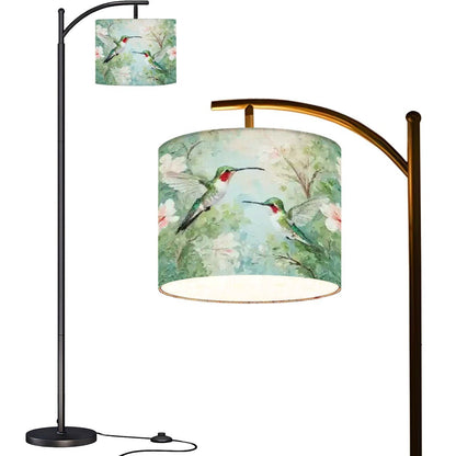 Kate McEnroe New York Hummingbird Arc Floor Lamp, Nature Inspired Lighting Fixture, Floral Bird Accent LightFloor Lamps5w2Quf6WyW