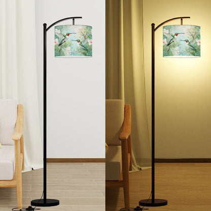 Kate McEnroe New York Hummingbird Arc Floor Lamp, Nature Inspired Lighting Fixture, Floral Bird Accent LightFloor Lamps5w2Quf6WyW