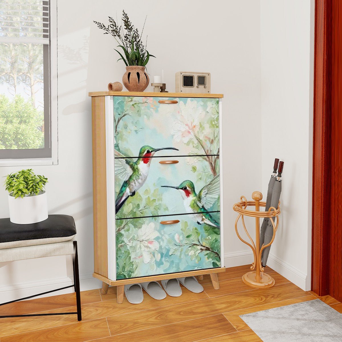 Kate McEnroe New York Hummingbird Floral Shoe CabinetShoe Storagetq0WfCFp1x