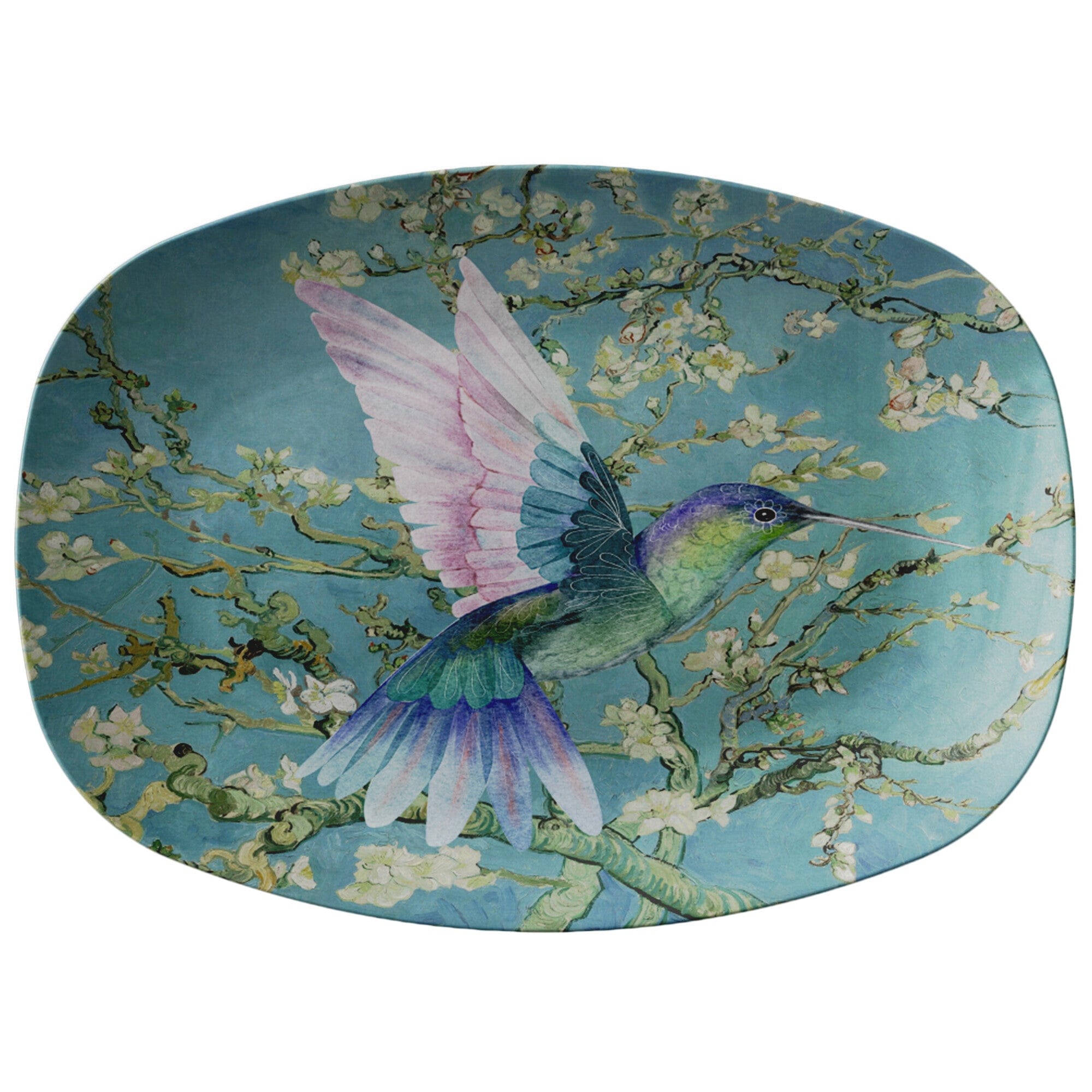 Hummingbird In Almond Blossoms Dinnerware Serving Platter Kate McEnroe New York