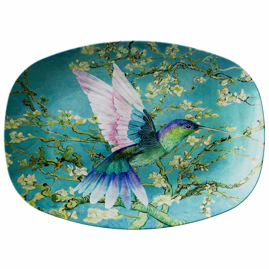 Kate McEnroe New York Hummingbird In Almond Blossoms Dinnerware Serving PlatterServing Platters9727