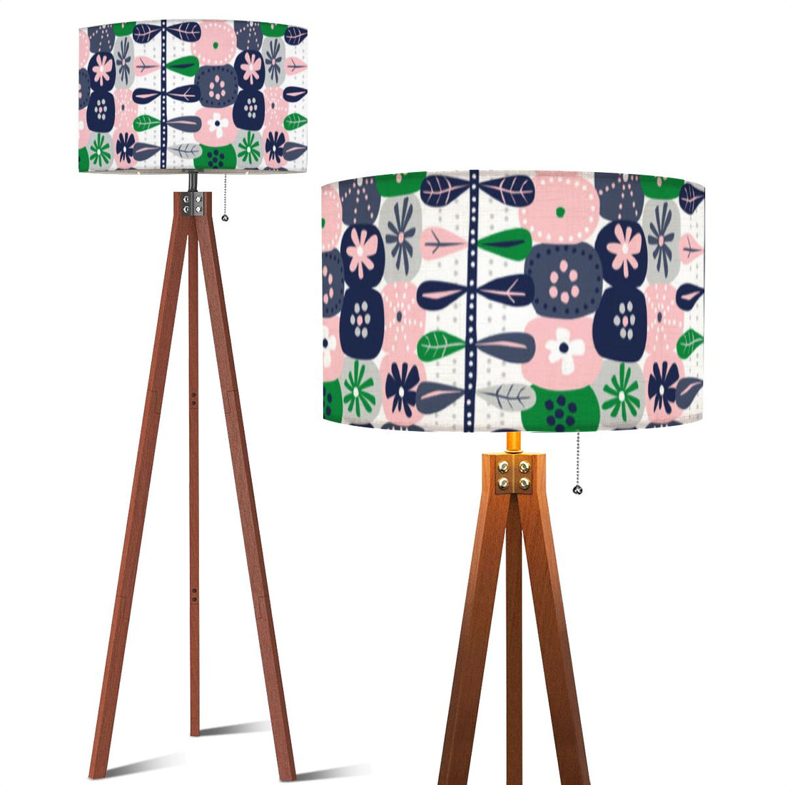 Kate McEnroe New York Hygge Mid Century Modern Tripod Floor Lamp, Scandinavian Danish Modern Retro Floral LightFloor LampsPFKQKKAD7W