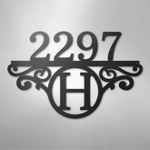 Kate McEnroe New York Initial Address Monogram - Steel SignMetal Wall ArtMEM-152-00-12-Black