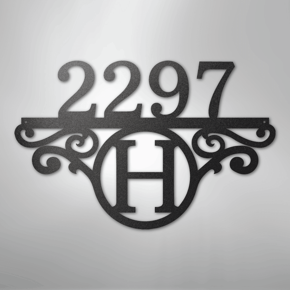 Kate McEnroe New York Initial Address Monogram - Steel SignMetal Wall ArtMEM-152-00-12-Black