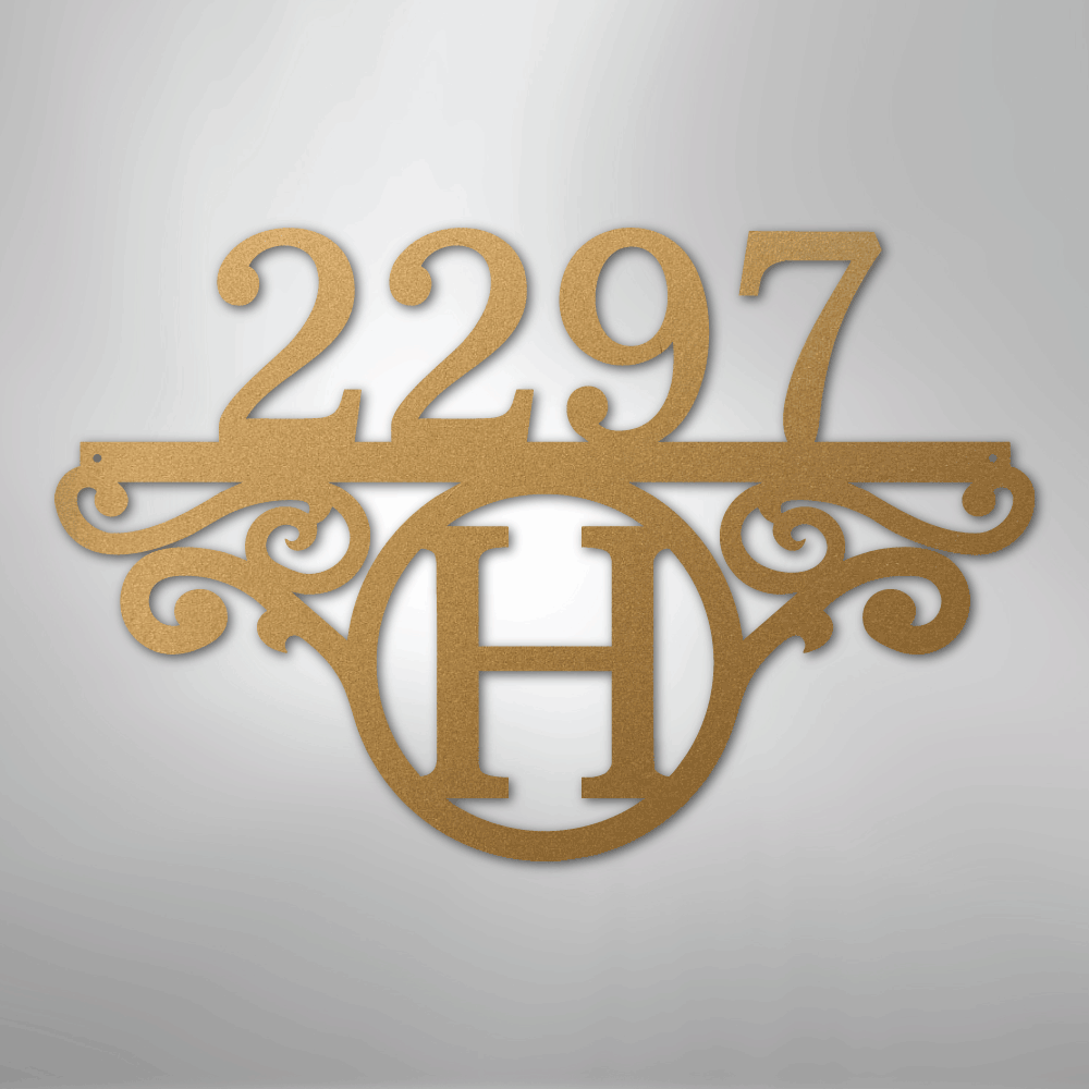 Kate McEnroe New York Initial Address Monogram - Steel SignMetal Wall ArtMEM-152-00-12-Gold