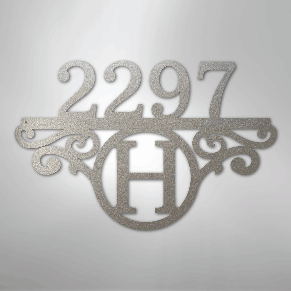 Kate McEnroe New York Initial Address Monogram - Steel SignMetal Wall ArtMEM-152-00-12-Silver