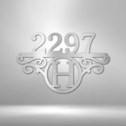 Kate McEnroe New York Initial Address Monogram - Steel SignMetal Wall ArtMEM - 152 - 00 - 12 - Silver - Galvanized - 0.06 - 2