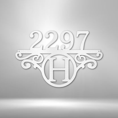 Kate McEnroe New York Initial Address Monogram - Steel SignMetal Wall ArtMEM - 152 - 00 - 12 - White - Mild Steel - 0.06 - 1