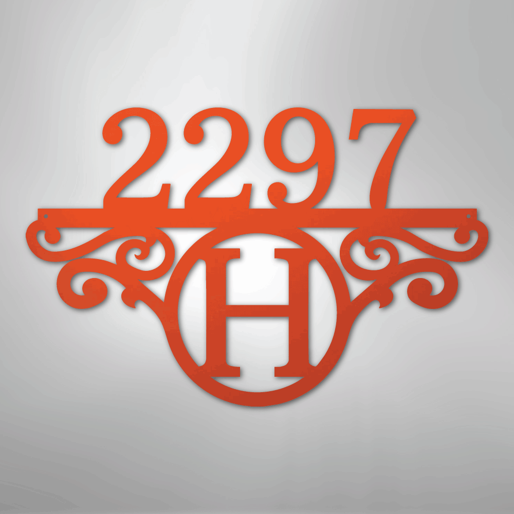 Kate McEnroe New York Initial Address Monogram - Steel SignMetal Wall ArtMEM-152-95625-24-Orange