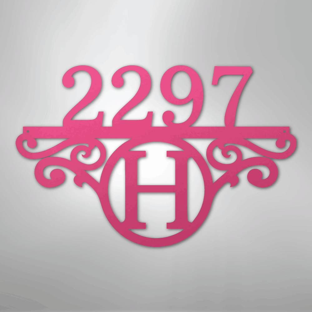 Kate McEnroe New York Initial Address Monogram - Steel SignMetal Wall ArtMEM-152-95625-24-Pink
