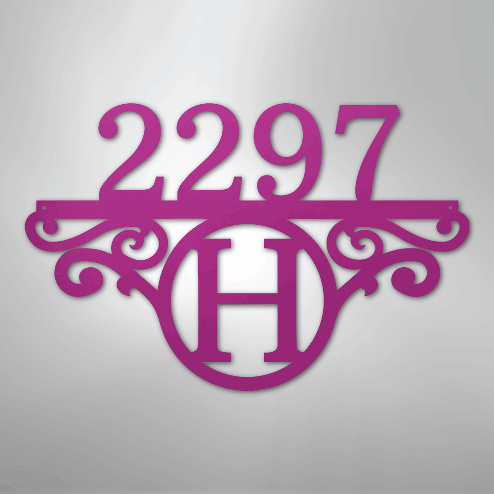 Kate McEnroe New York Initial Address Monogram - Steel SignMetal Wall ArtMEM-152-95625-24-Purple