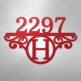 Kate McEnroe New York Initial Address Monogram - Steel SignMetal Wall ArtMEM-152-95625-24-Red
