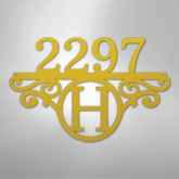 Kate McEnroe New York Initial Address Monogram - Steel SignMetal Wall ArtMEM-152-95625-24-Yellow