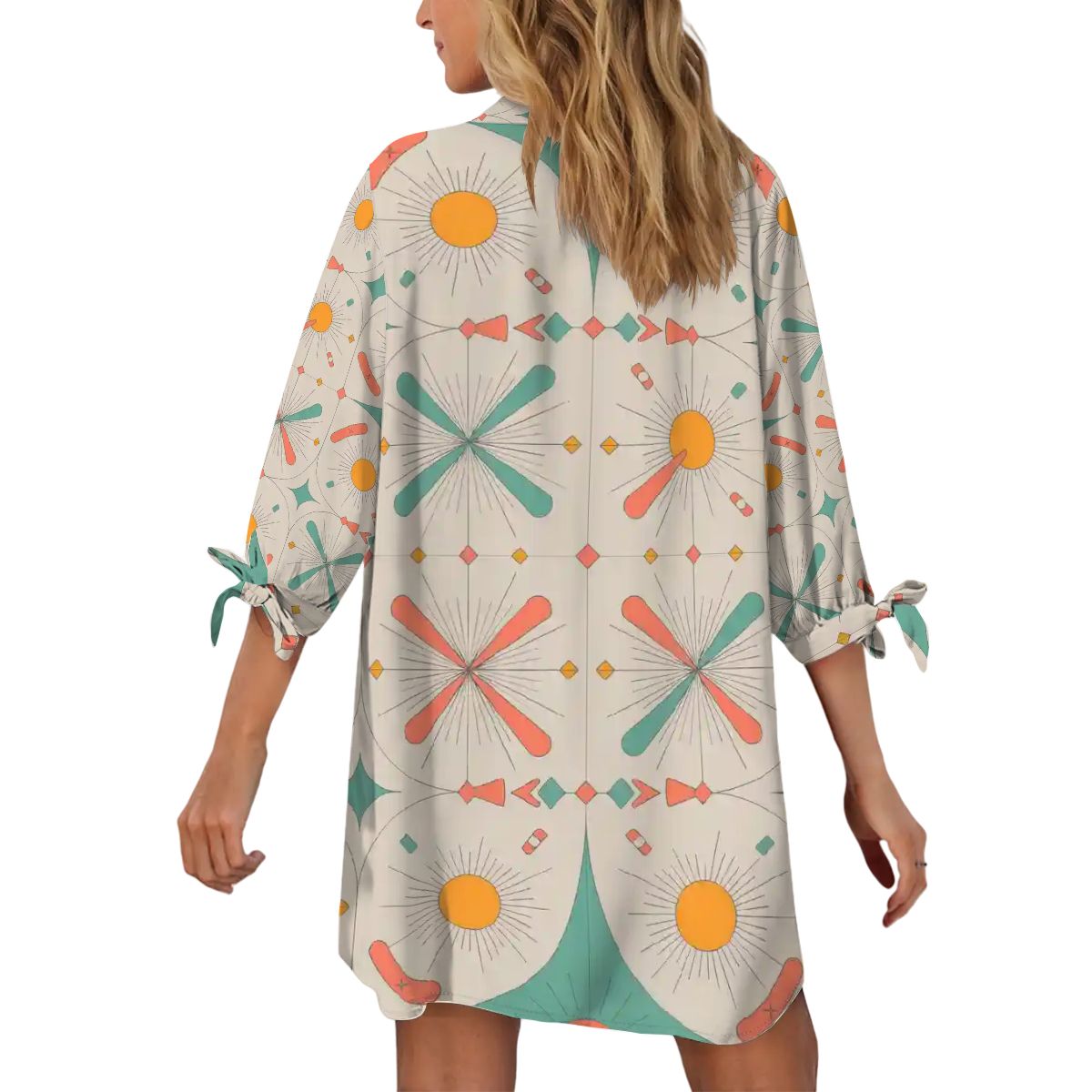 Kate McEnroe New York Jetset Starburst Retro Cover Up, Mid Century Modern Pool Lounge ShirtSwimsuits Cover Ups5wzgLgPScw